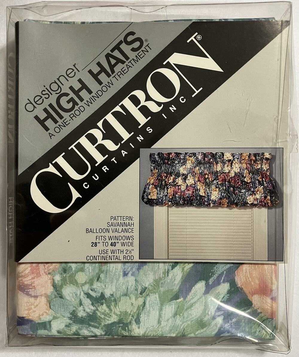 Vtg 90s High Hats Curtron Balloon Valance Savannah Fits 28-40” Window Multicolor